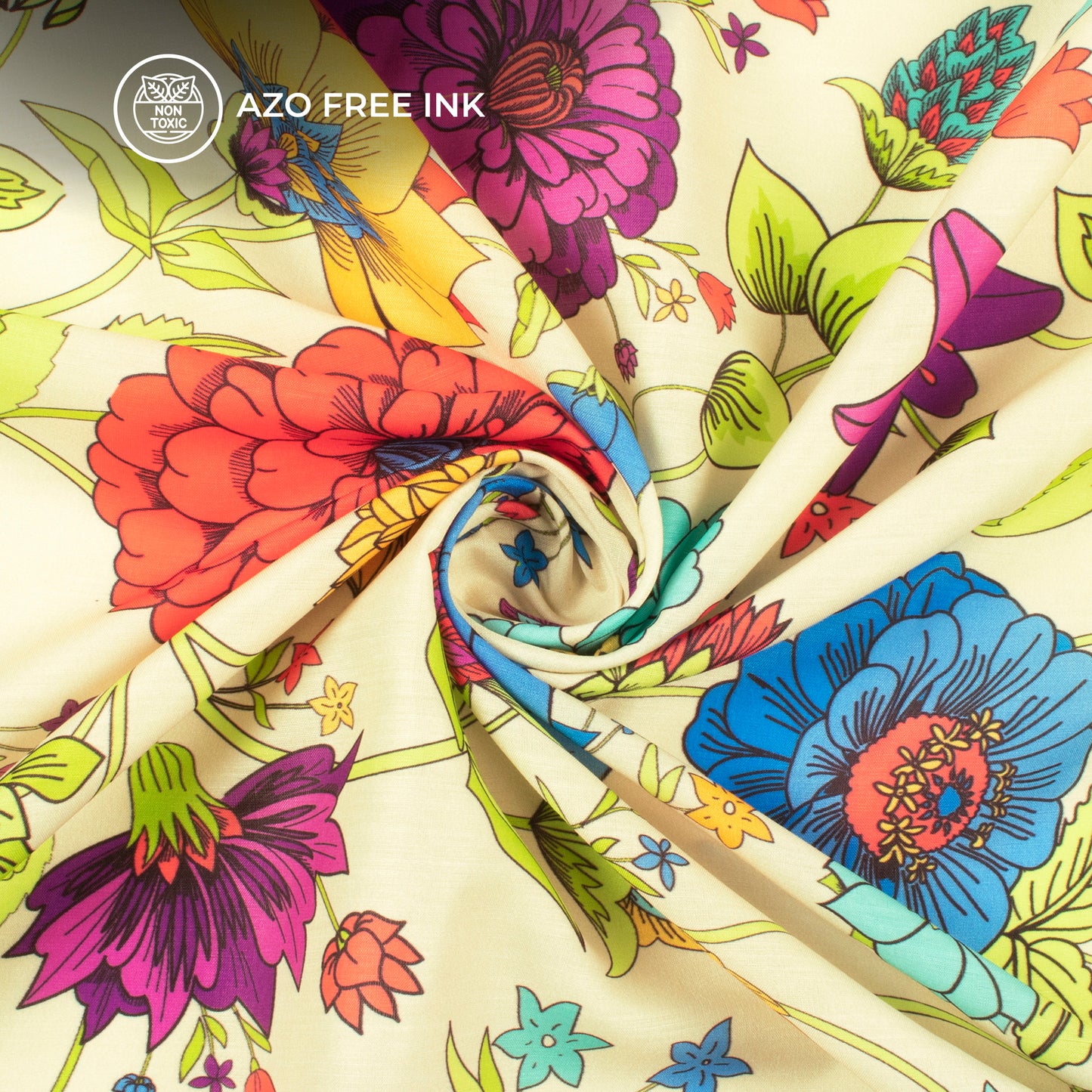 Vintage Seamless Floral Digital Print Muslin Fabric