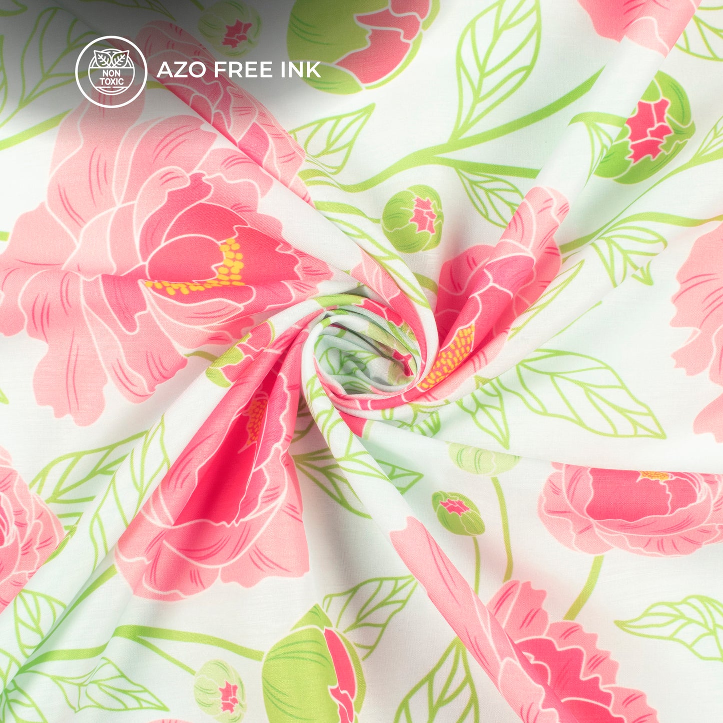 Gorgeous Blooming Peonies Floral Digital Print Muslin Fabric