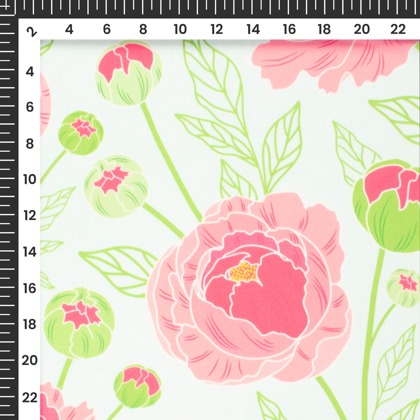 Gorgeous Blooming Peonies Floral Digital Print Muslin Fabric