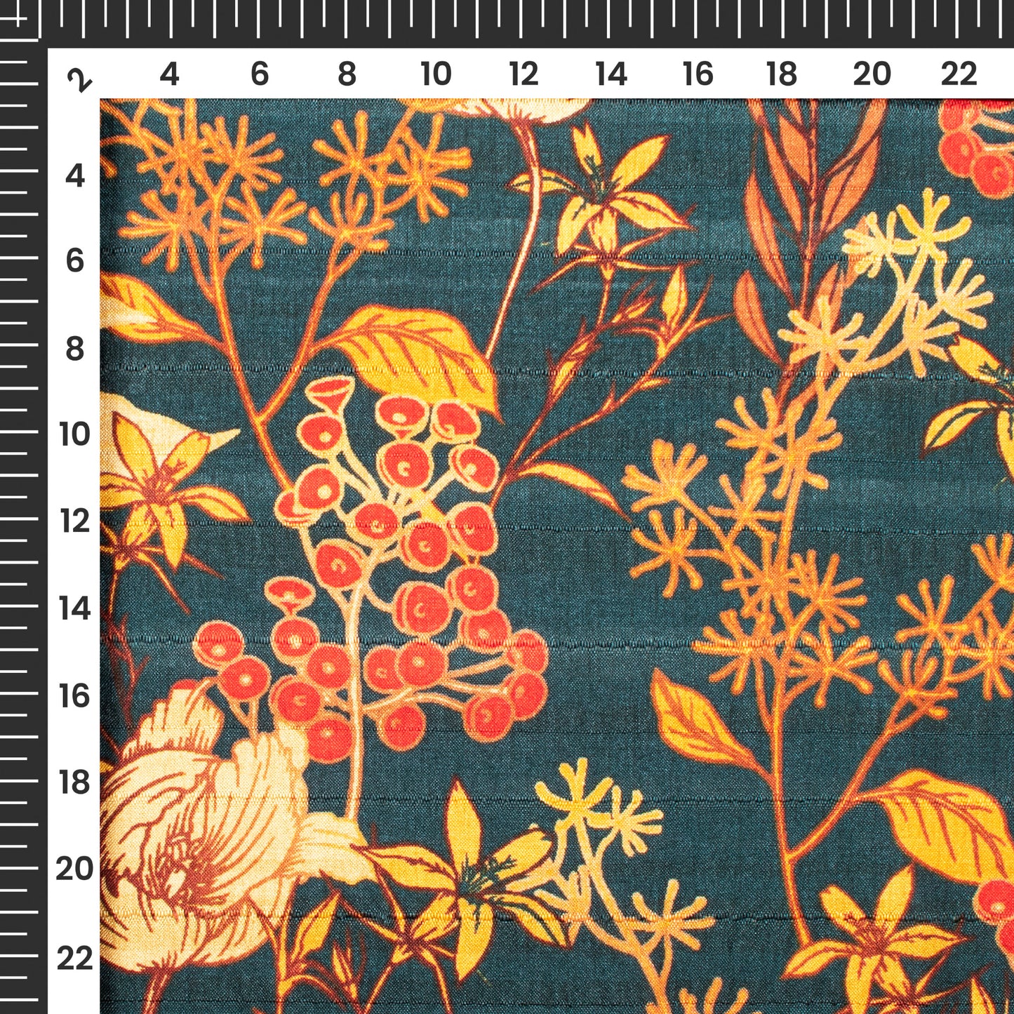 Vintage Floral With Border Element Digital Print Art Tusser Silk Fabric