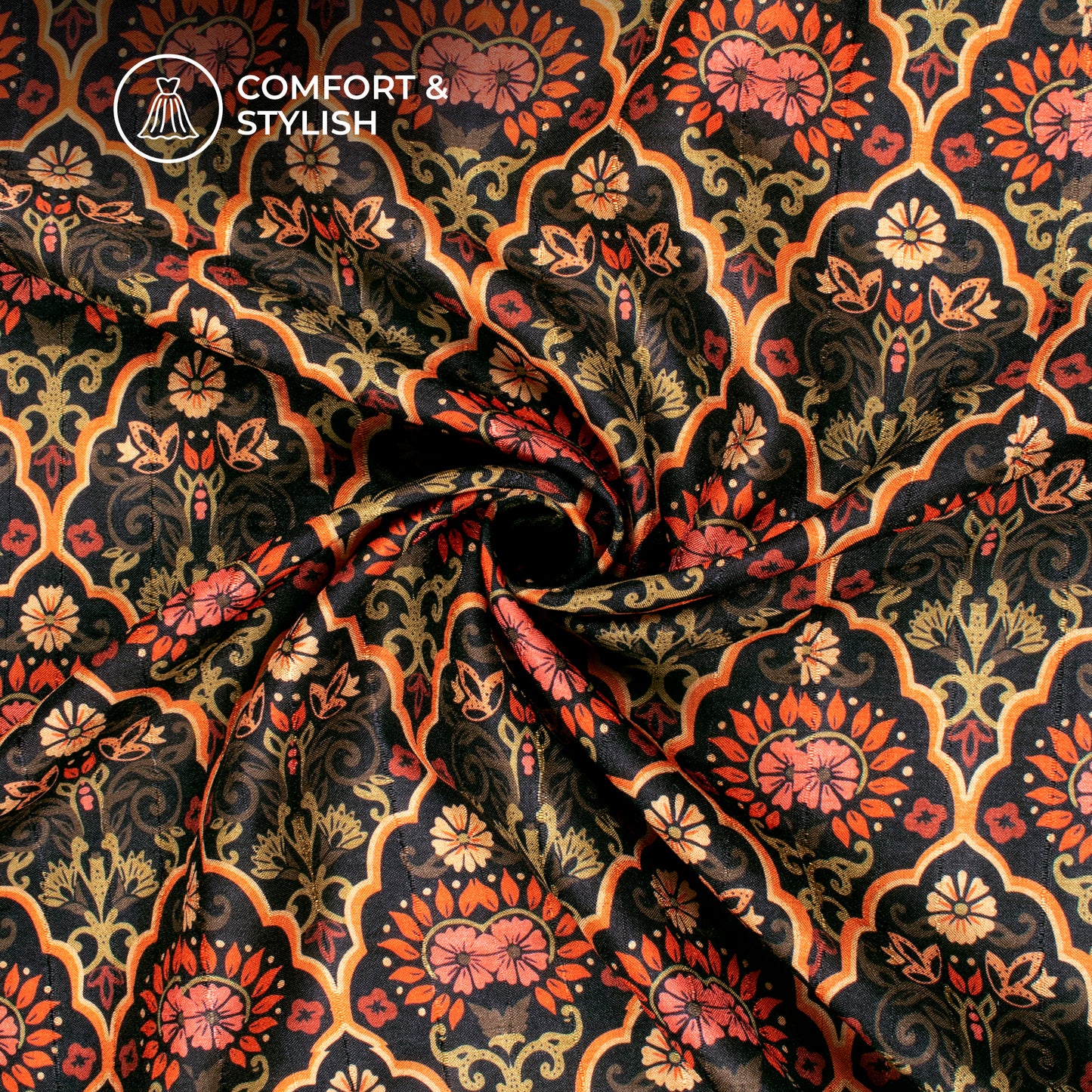 Traditional Indian Paisley Digital Print Art Tusser Silk Fabric