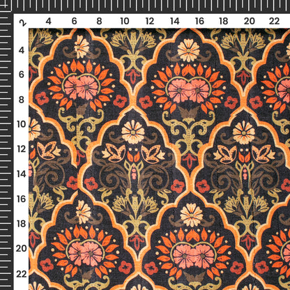 Traditional Indian Paisley Digital Print Art Tusser Silk Fabric
