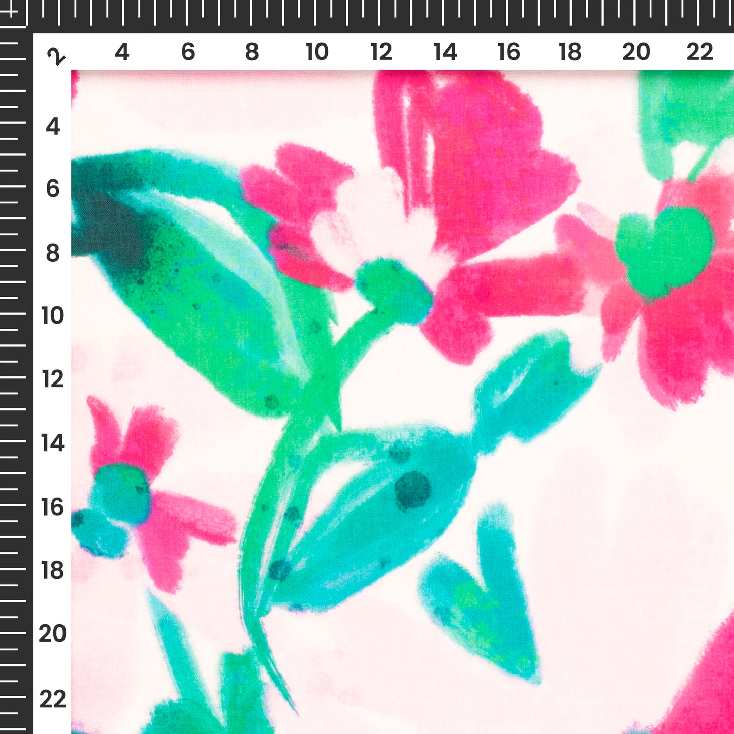 Poppy Botanical Flowers and Leaves Digital Print Flat Silk Fabric