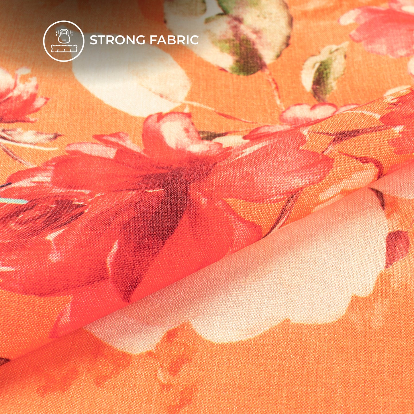 Orange Abstract Seamless Floral Digital Print Flat Silk Fabric