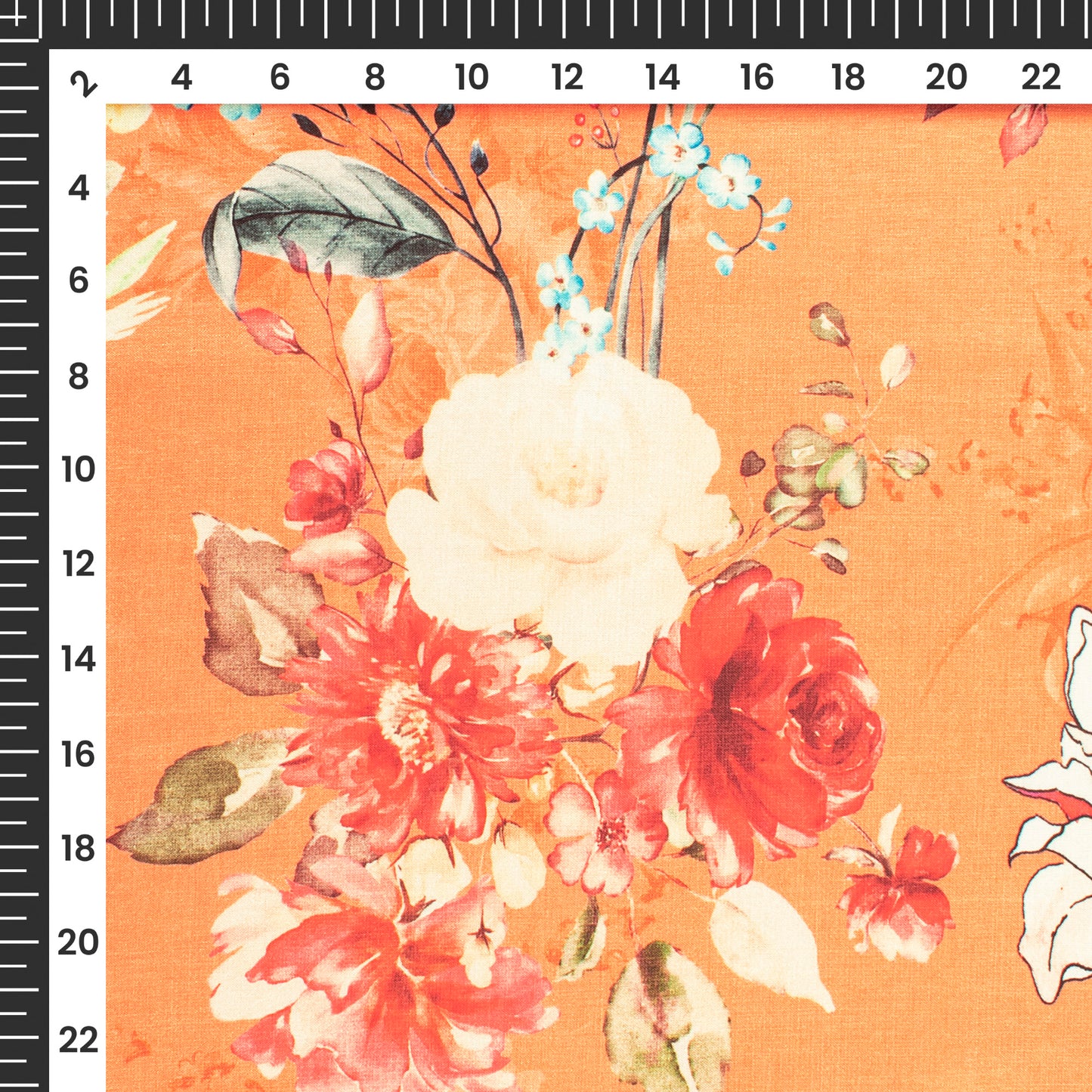 Orange Abstract Seamless Floral Digital Print Flat Silk Fabric