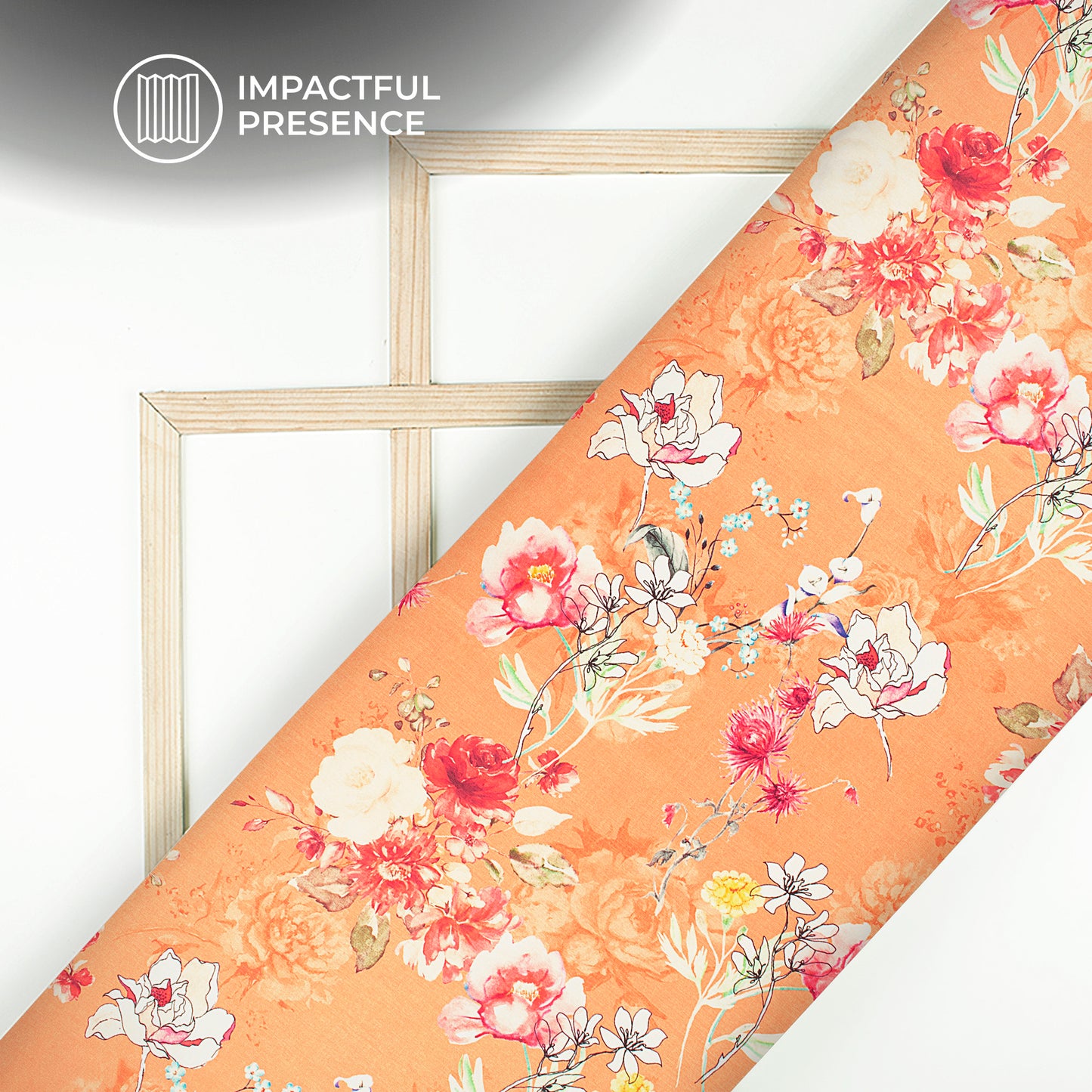 Orange Abstract Seamless Floral Digital Print Flat Silk Fabric