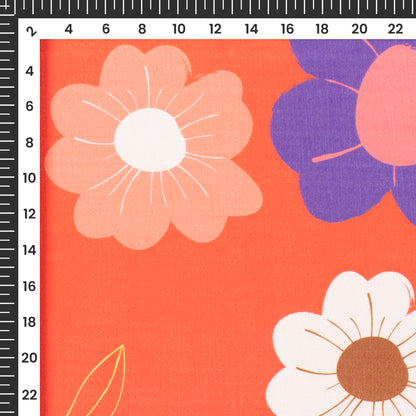 Red Secret Blossoms Bouquets Digital Print Chinnon Chiffon Fabric