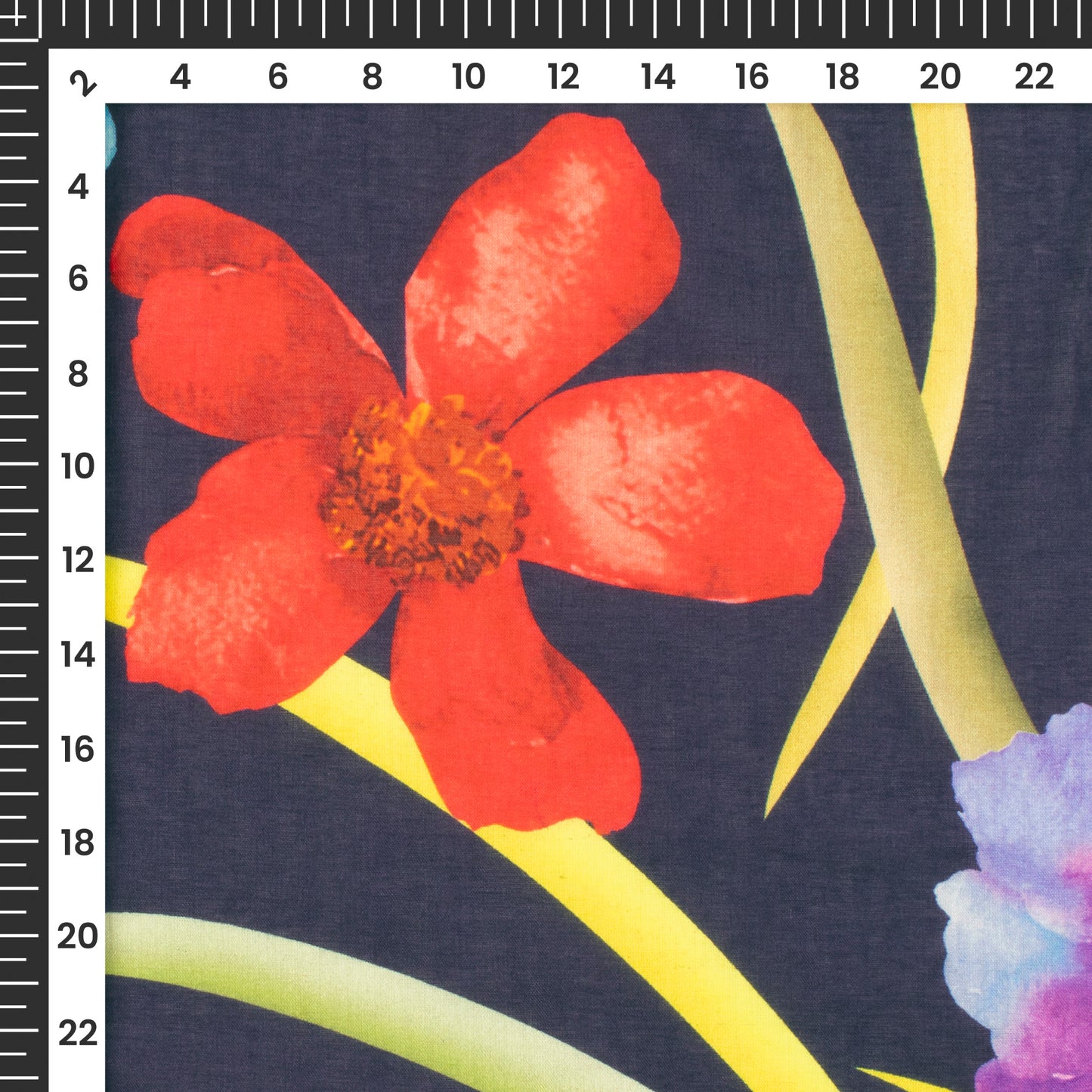 Colorful Floral And Leaf Digital Print Pure Cotton Mulmul Fabric