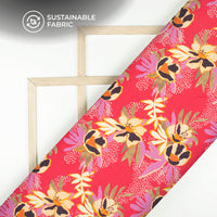 Attractive Pink Seamless Floral Digital Print Pure Cotton Mulmul Fabric