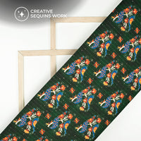 Exclusive Patolaa Digital Print Superior Sequins Velvet Fabric (Width 58 Inches)