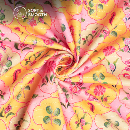 Vintage Mugal Floral Digital Print Superior Sequins Velvet Fabric (Width 58 Inches)
