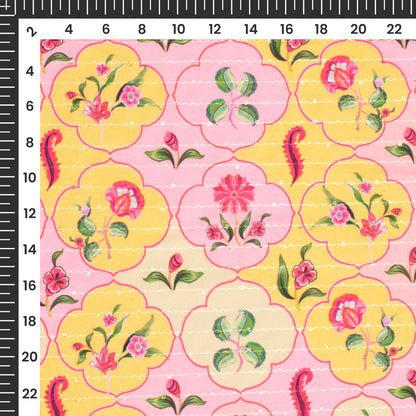 Vintage Mugal Floral Digital Print Superior Sequins Velvet Fabric (Width 58 Inches)
