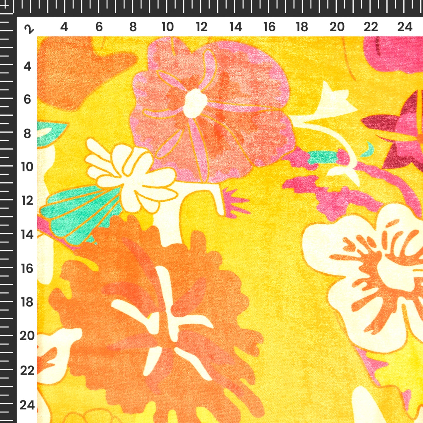 Cyber Yellow Abstract Floral Digital Print Premium Velvet Fabric