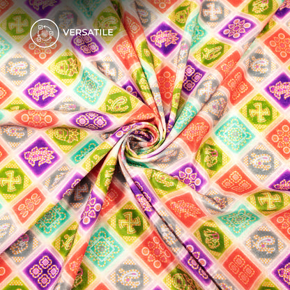 Multi Color Bandhanii Floral Digital Print Premium Velvet Fabric