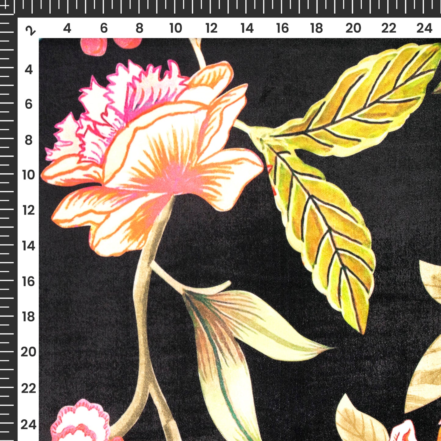 Vintage Seamless Floral Digital Print Premium Velvet Fabric