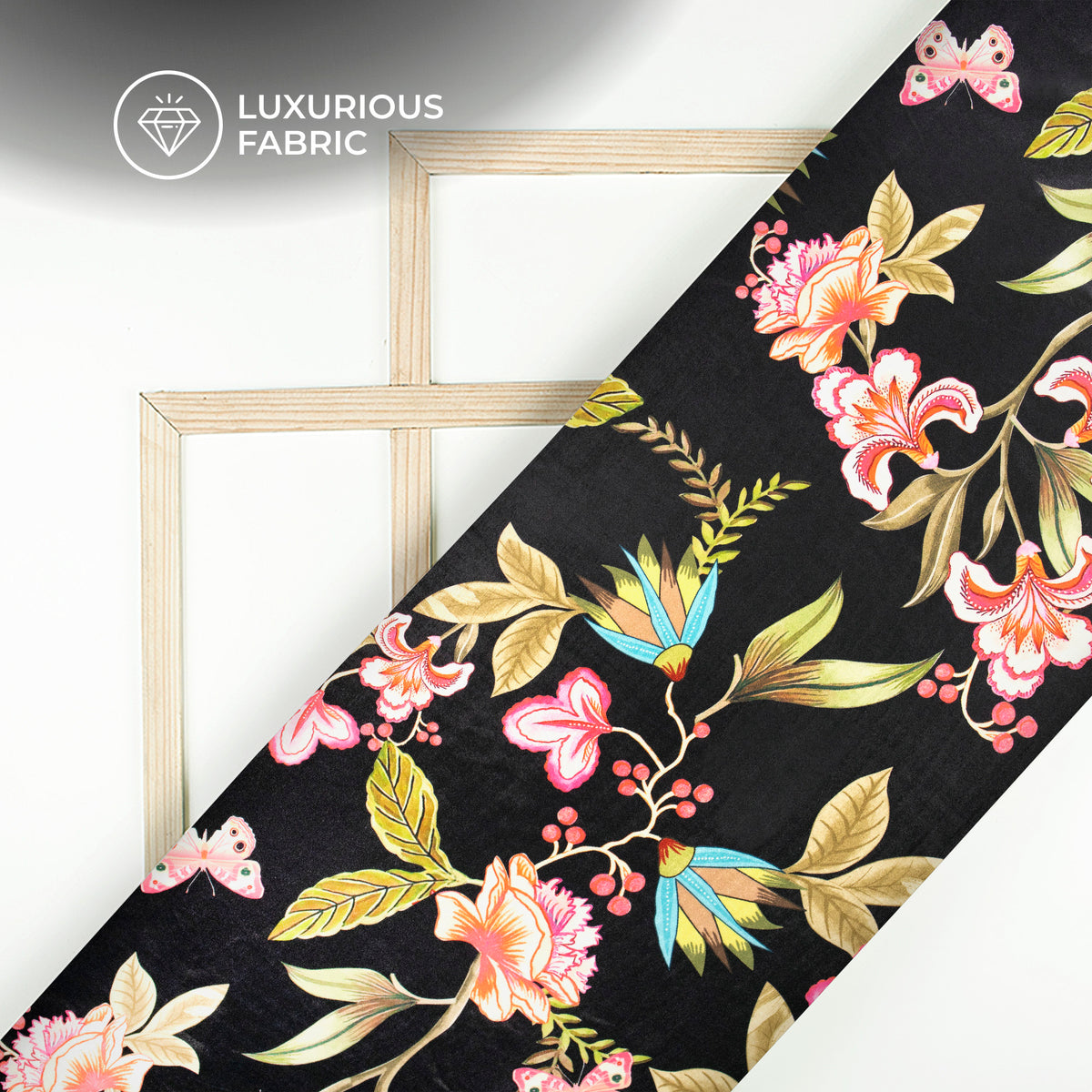 Vintage Seamless Floral Digital Print Premium Velvet Fabric