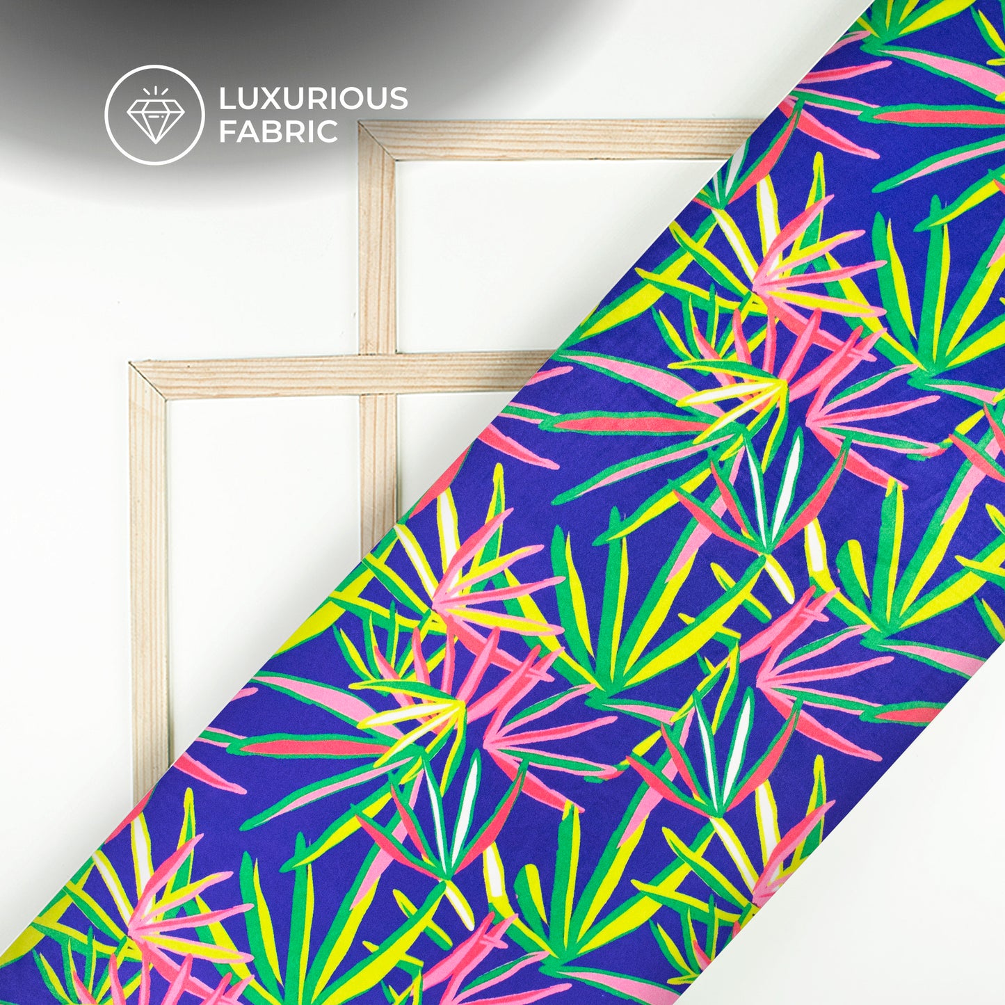 Colorful Tropical Leaves Digital Print Premium Velvet Fabric