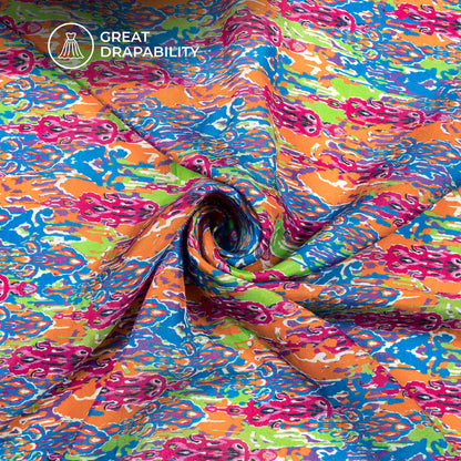 Ikkat Inspired Digital Print Viscose Uppada Silk Fabric