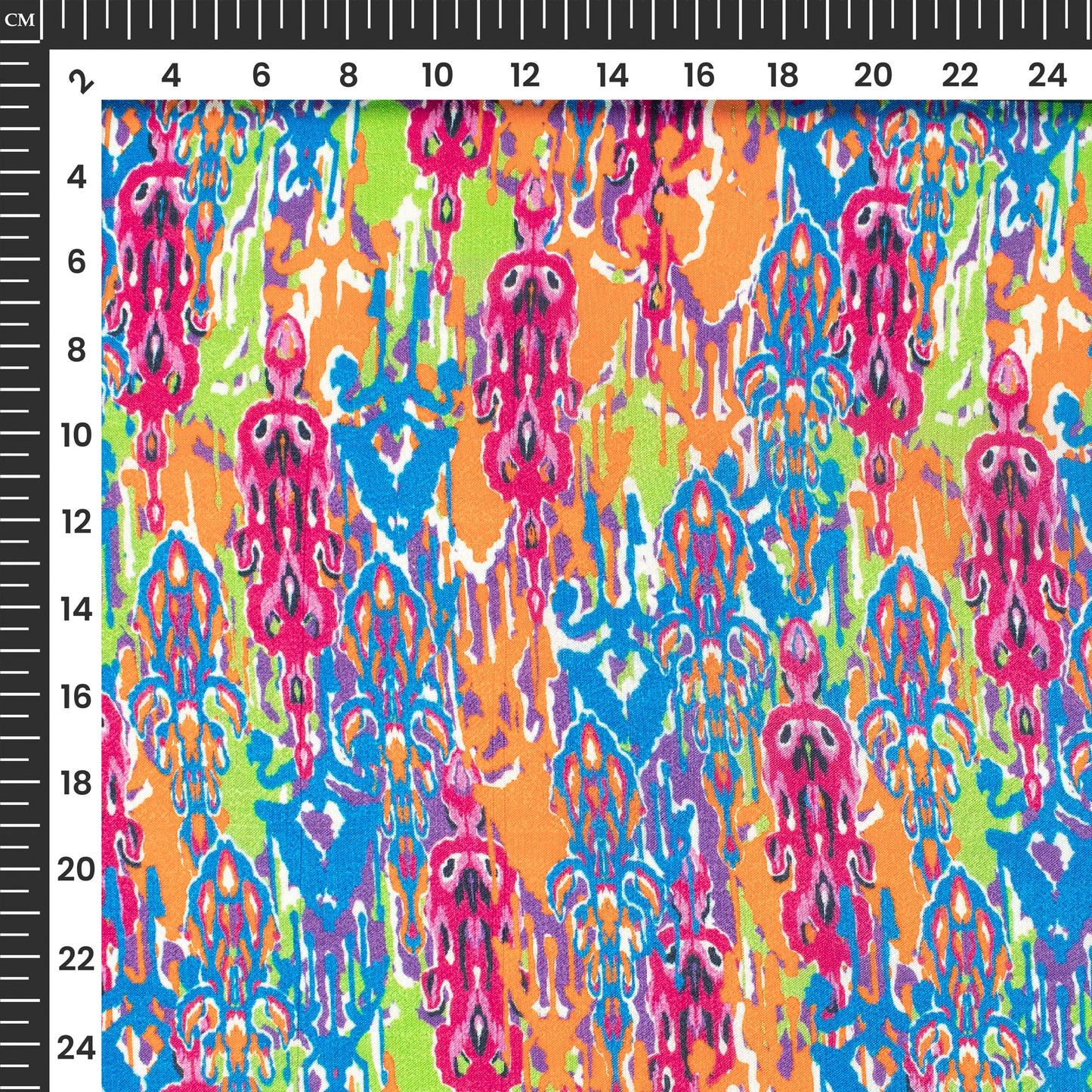 Ikkat Inspired Digital Print Viscose Uppada Silk Fabric