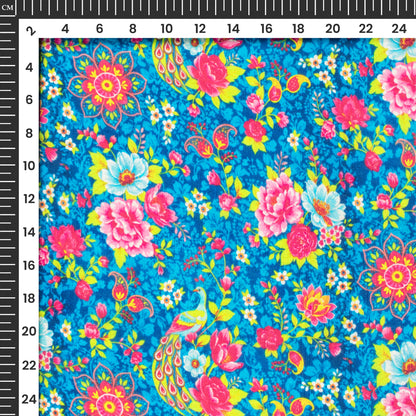 Seamless Bloosome Floral Digital Print Viscose Uppada Silk Fabric