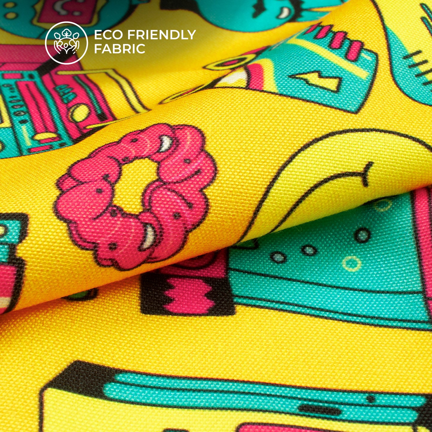 Attractive Yellow Semless Gaming Digital Print Rayon Fabric