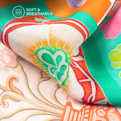 Multi Color Abstract Floral Digital Print Viscose Muslin Fabric