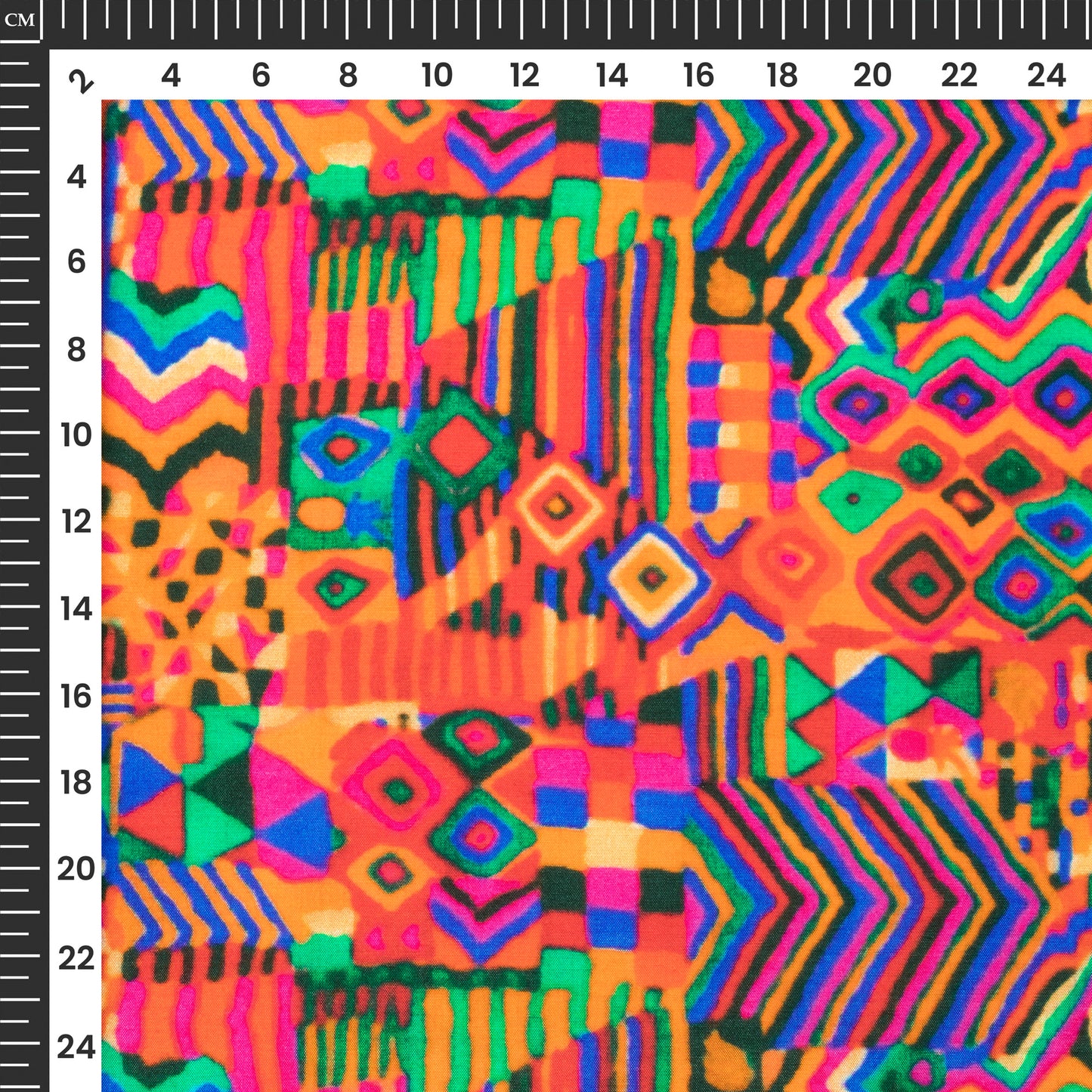 Vintage Geometric Art Work Digital Print Viscose Muslin Fabric