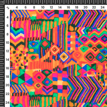 Vintage Geometric Art Work Digital Print Viscose Muslin Fabric