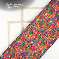 Vintage Geometric Art Work Digital Print Viscose Muslin Fabric