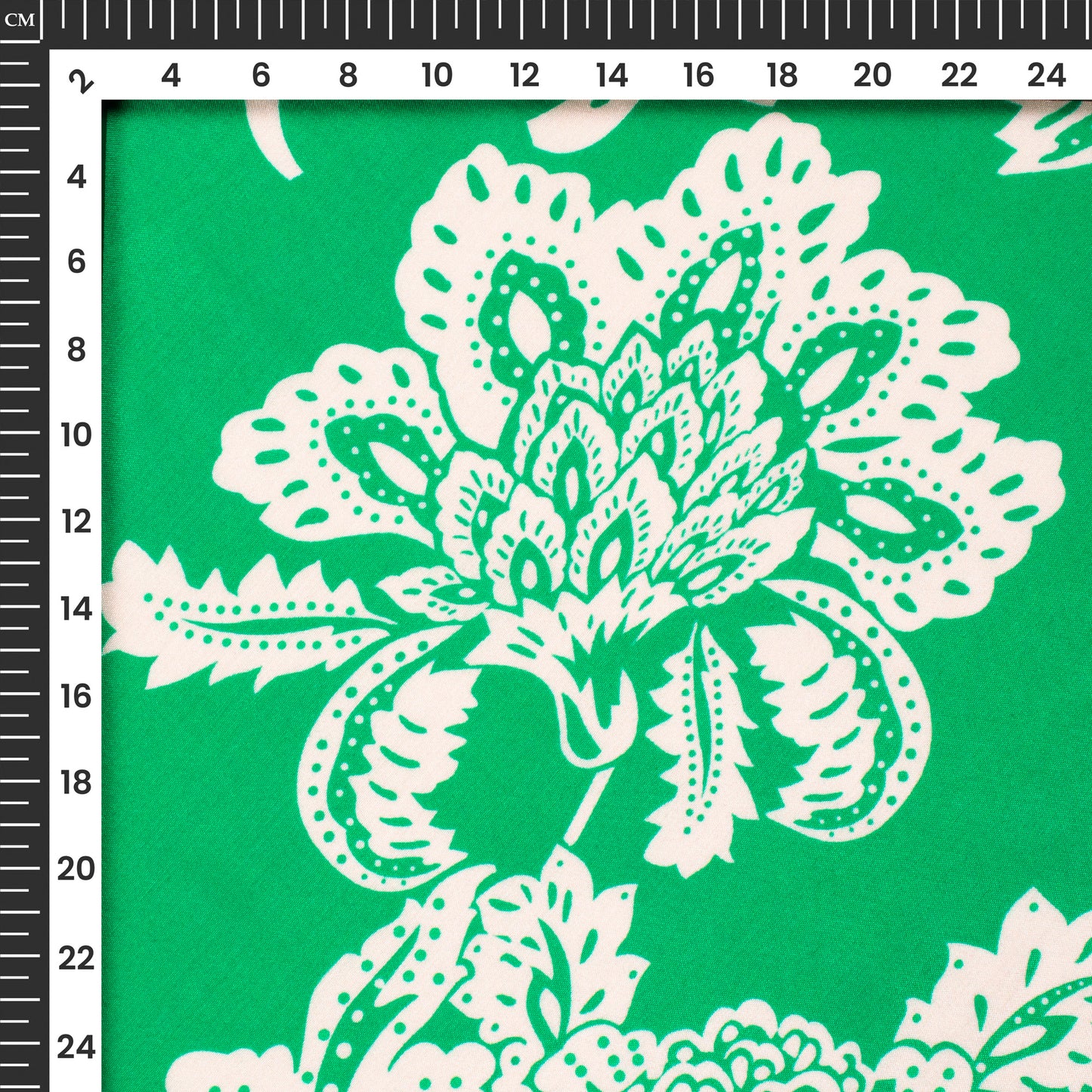 Green Floral And Leaf Digital Print Viscose Muslin Fabric