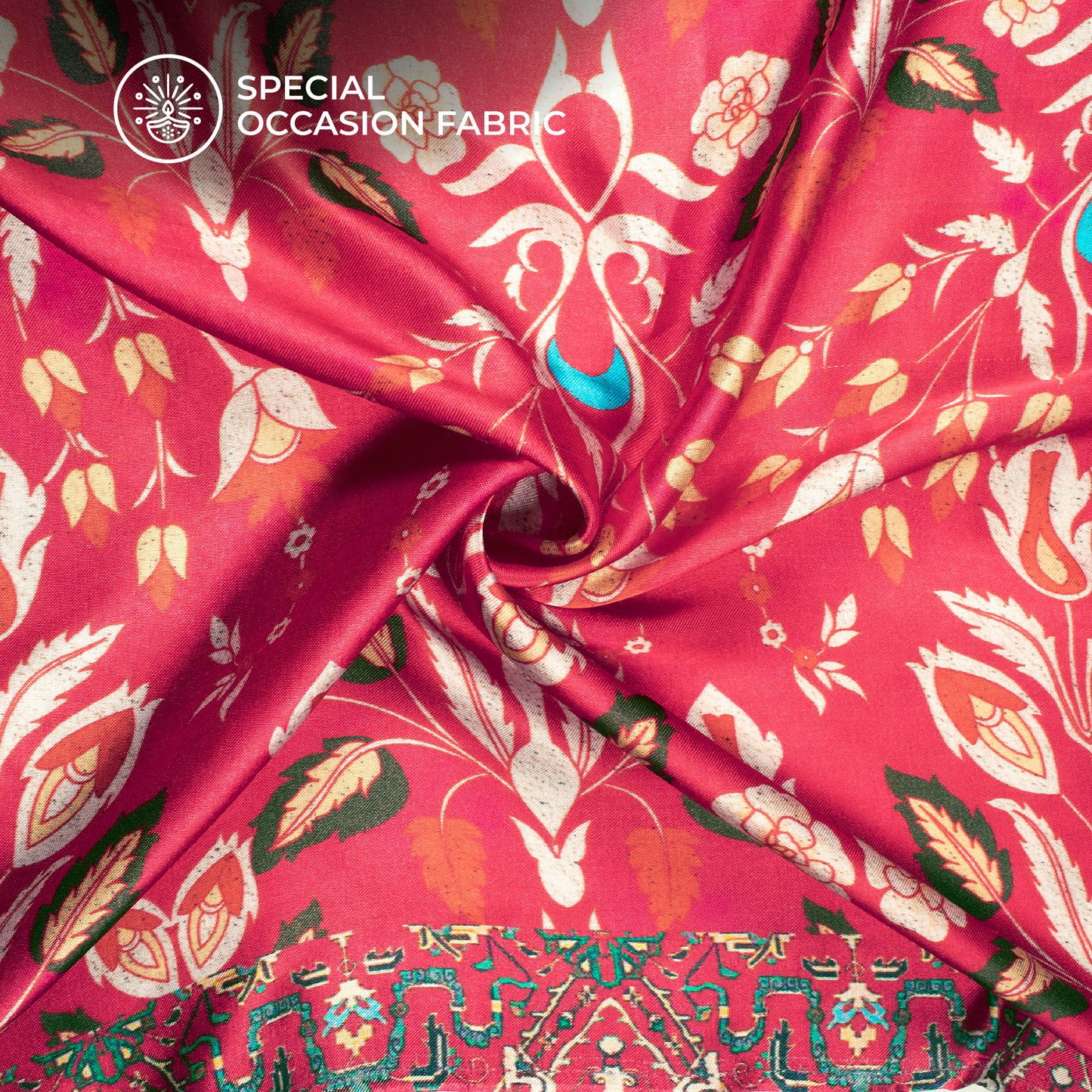 Attractive Hot Pink Digital Print Viscose Gaji Silk Fabric