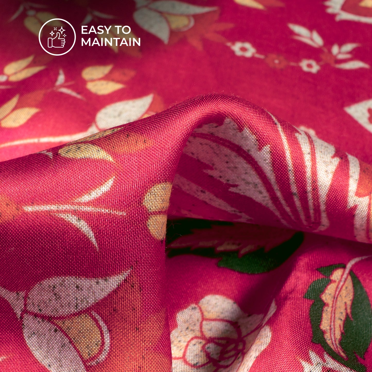 Attractive Hot Pink Digital Print Viscose Gaji Silk Fabric