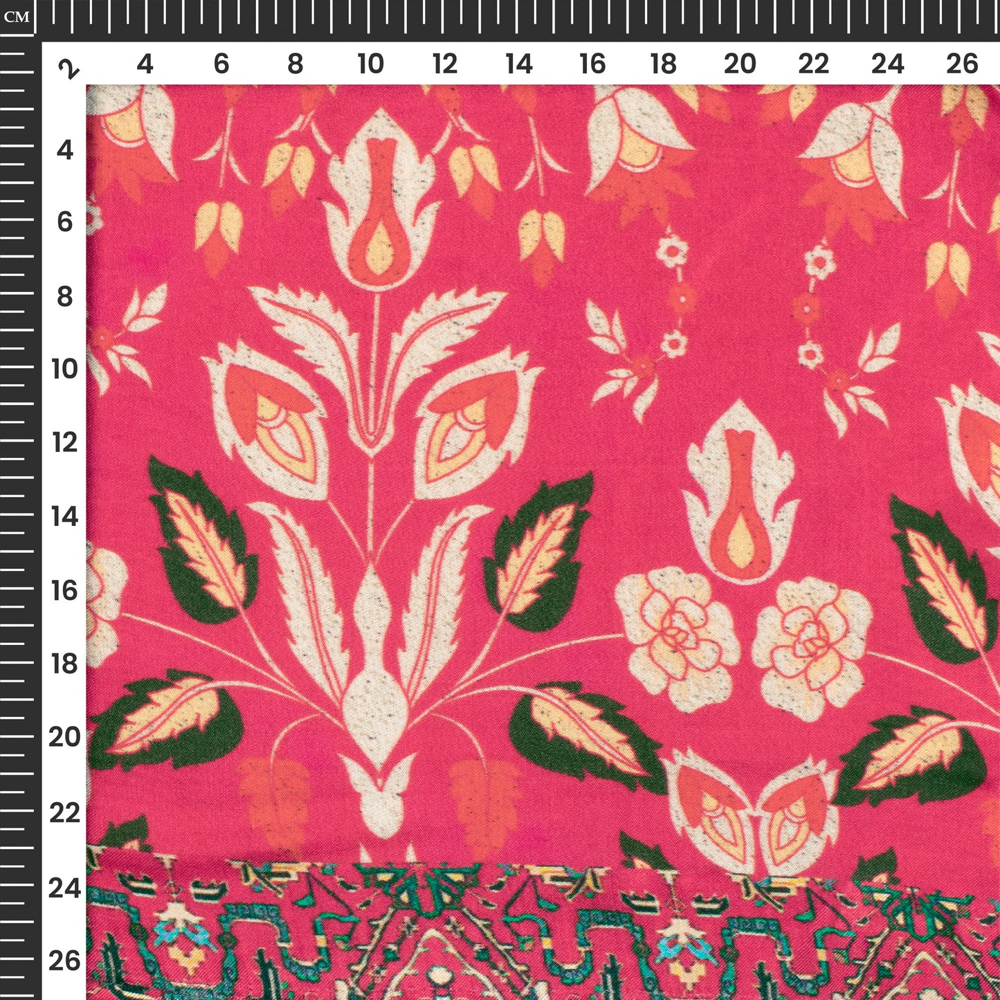 Attractive Hot Pink Digital Print Viscose Gaji Silk Fabric