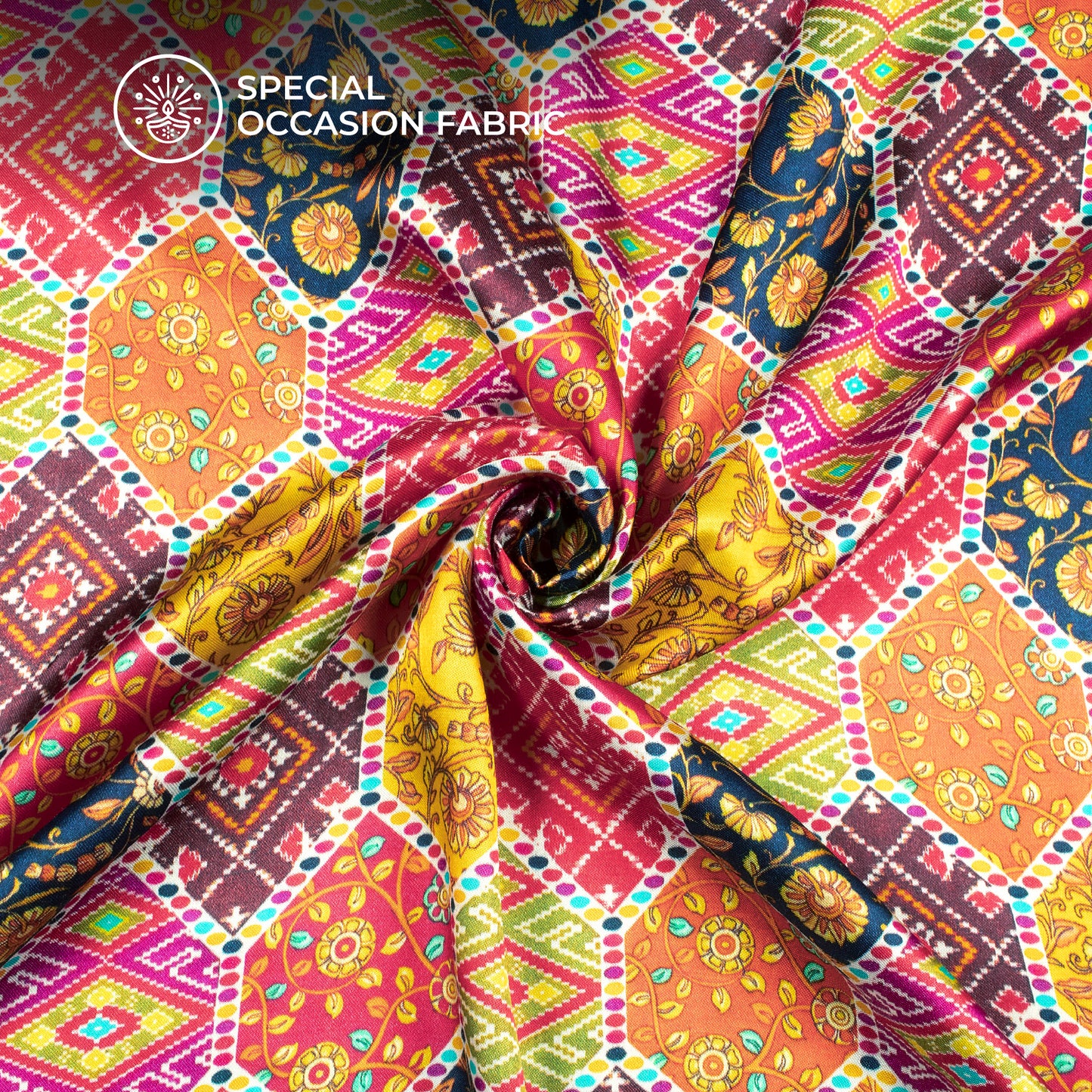 Traditional Patola Digital Print Viscose Gaji Silk Fabric