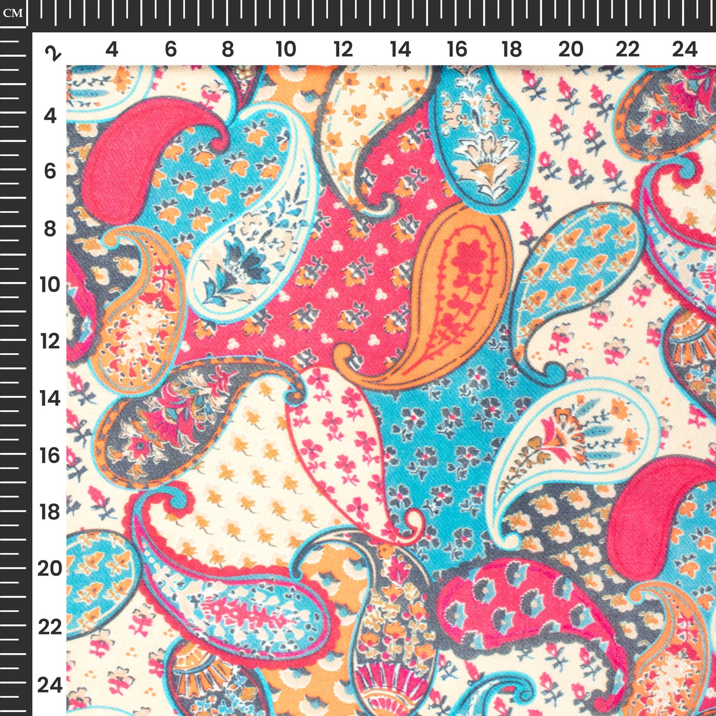 Seamless Vintage Paisley Digital Print Viscose Gaji Silk Fabric