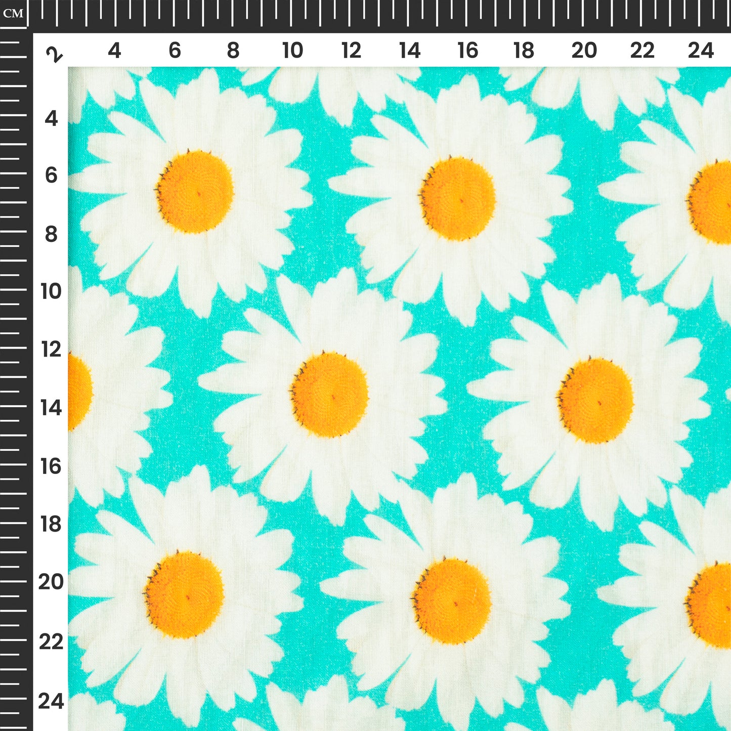 Refreshing Daisy Flower Digital Print Brasso Cotton Cambric Fabric