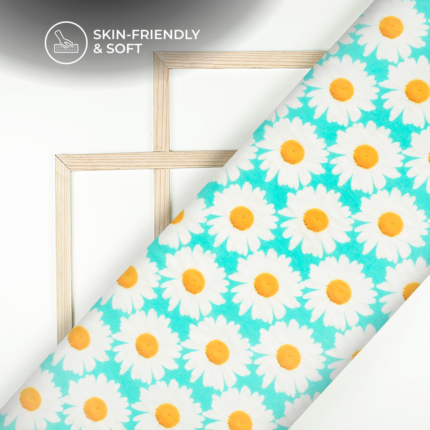 Refreshing Daisy Flower Digital Print Brasso Cotton Cambric Fabric