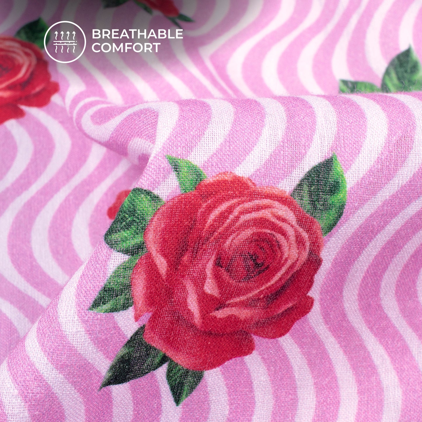 Seamless Royal Rose Digital Print Brasso Cotton Cambric Fabric