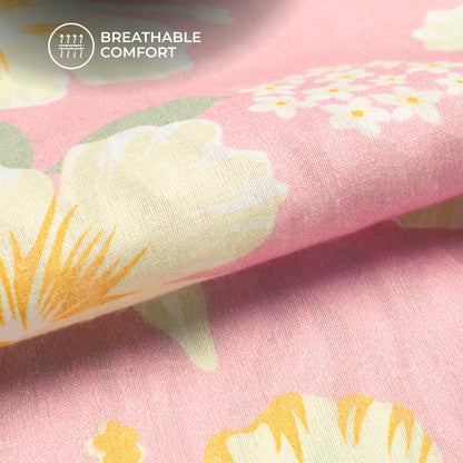 Glamorous Floral Digital Print Brasso Cotton Cambric Fabric