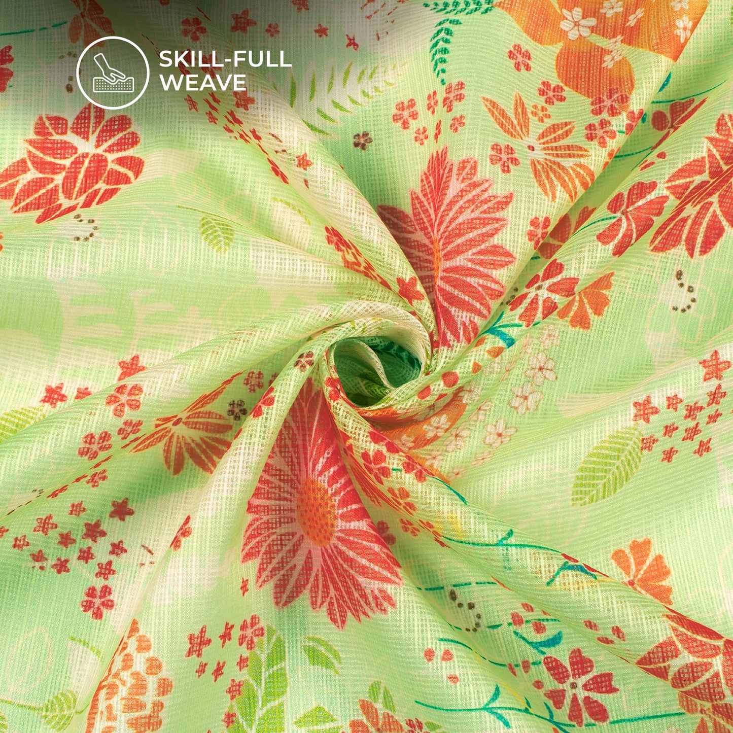 Seamless Beautiful Floral Digital Print Kota Doria Fabric