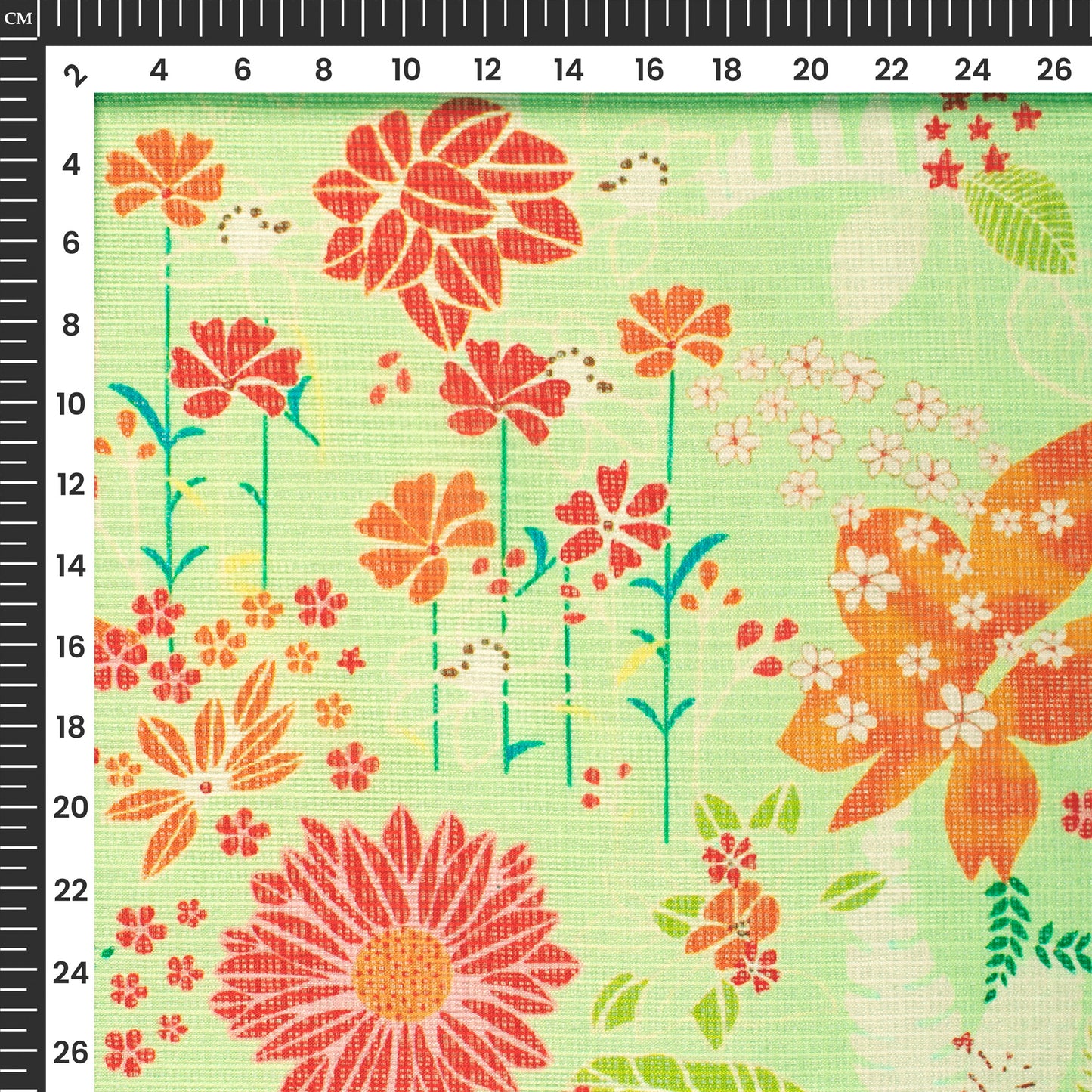 Seamless Beautiful Floral Digital Print Kota Doria Fabric