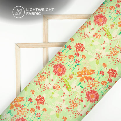 Seamless Beautiful Floral Digital Print Kota Doria Fabric