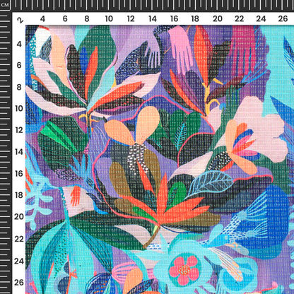 Trendy Quirky  Floral Digital Print Kota Doria Fabric