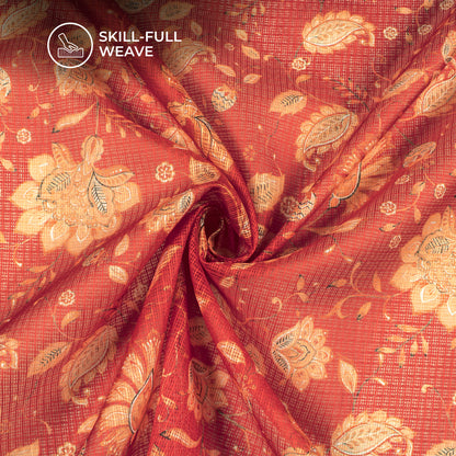 Stylish Vintage Floral Digital Print Kota Doria Fabric