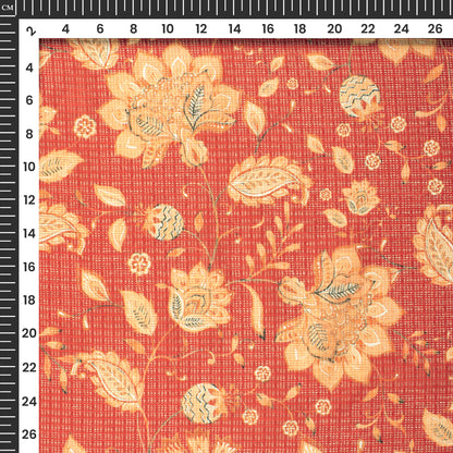 Stylish Vintage Floral Digital Print Kota Doria Fabric