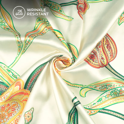 Vinatage Tulip Floral Digital Print Japan Satin Fabric