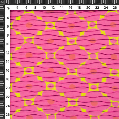 Lightweight Geometric Floral Wave Pleated Digital Print Georgette Fabric