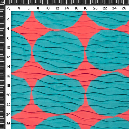 Lightweight Geometric Wave Pleated Digital Print Georgette Fabric