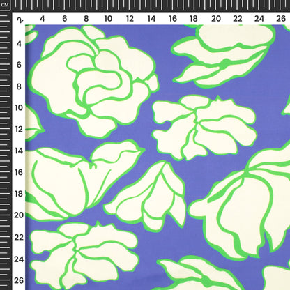 Trendy Abstract Aqua Floral Digital Print Luxurious Imported Satin Fabric