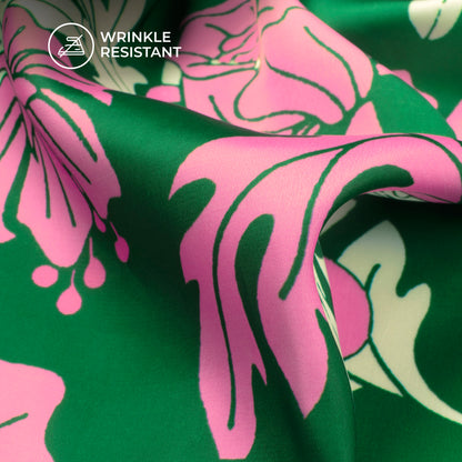 Vintage Floral Art Digital Print Luxurious Imported Satin Fabric